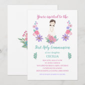 Invitation Invitación Primera Comunión CECILIA (Devant / Derrière)