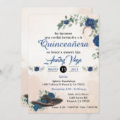Invitation Invitación QUINCEANERA Mariachi Charra bleu rustiq (Devant / Derrière)
