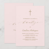 Invitation Invitacion Simple Élégante De Bautizo Girl Baptism (Devant / Derrière)