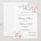 Invitation Invitación Spanish Quinceanera pink floral invite (Devant / Derrière)