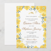 Invitation Invitación Spanish Quinceanera yellow floral invit (Devant / Derrière)