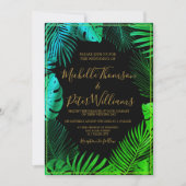 Invitation Invitación tropical gold watercolor wedding (Devant)