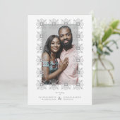 Invitation Invitación Wedding Grey Fancy Ornament Lace Effect (Debout devant)