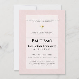 Invitation Invitaciones de Bautismo Español Católico Moderno