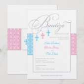 Invitation Invitaciones de bautizo| Triplé de Los bebés (Devant / Derrière)