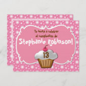 Invitation Invitaciones de cumpleaños, Fiesta de Rosa cupcake (Devant / Derrière)