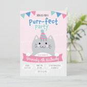 Invitation Invitaciones fiesta de cumpleaños cute kitty (Debout devant)