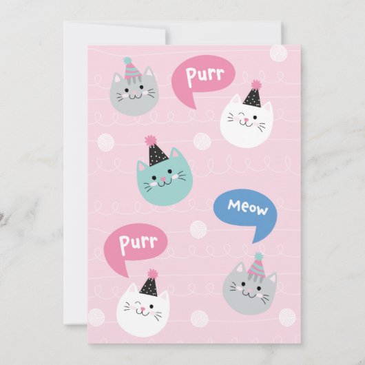 Invitation Invitaciones fiesta de cumpleaños cute kitty (Dos)