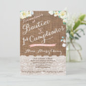 Invitation Invitaciones para Bautizo de niña, blanca durazno (Debout devant)