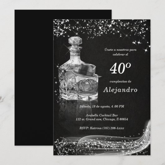 Invitation Invitaciones Personalizadas Modernas Para Hombre (Devant / Derrière)