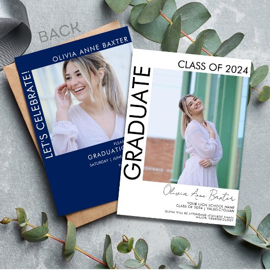 Invitation Invitat 2024 Modern Minimal Photo Graduation Party