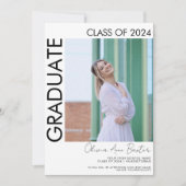 Invitation Invitat 2024 Modern Minimal Photo Graduation Party (Devant)