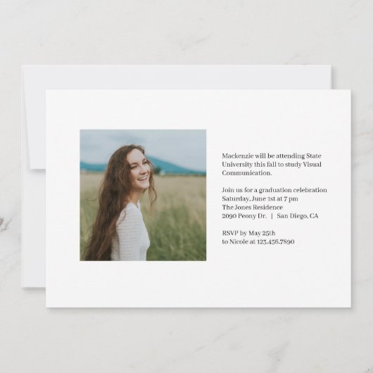 Invitation Invitat de graduation de couleur modifiable d'Outl (Dos)