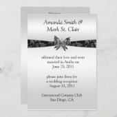 Invitation Invitat du Mariage de la Poste Argent et Papillon  (Devant / Derrière)