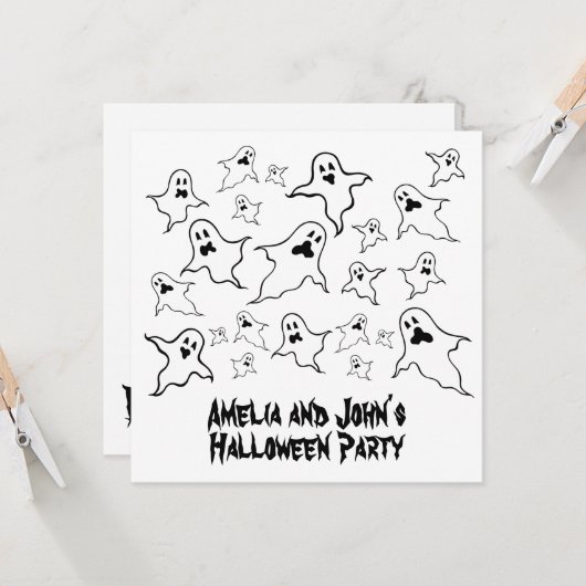 Invitation Invitat Éffrayant Halloween Ghosts Party personnal (Devant/Arrière en situation)