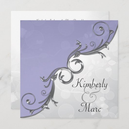 Invitation Invitat Mariage de superposition de feuilles d'arg (Devant / Derrière)