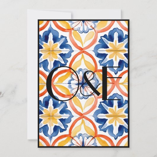 Invitation Invitat Mariage Espagnol Carrelé Espagnol Noir (Dos)