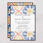 Invitation Invitat Mariage Espagnol Carrelé Espagnol Noir (Devant / Derrière)