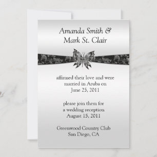 Invitation Invitat post-Mariage de l'argent et du papillon no