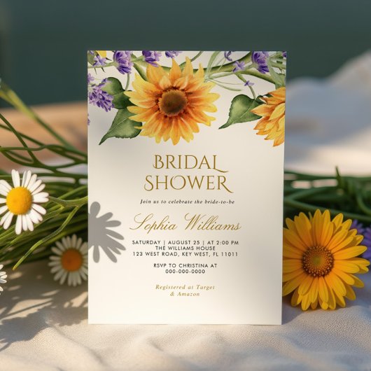 Invitation Invitat Sunflowers & Lavender Fête des mariées