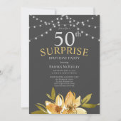 Invitation Invitat Surprise 50e Fête d'Anniversaire Jaune (Devant)