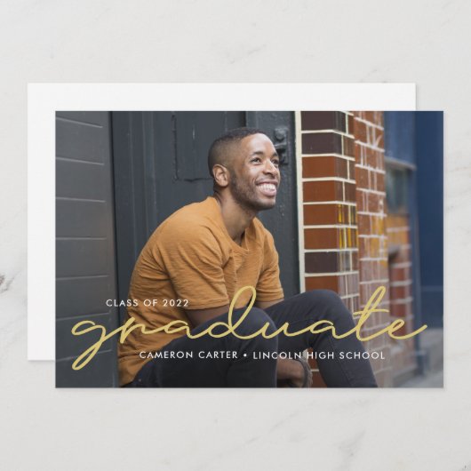 Invitation Invitati Fièrement Écrit Éditable Colour Graduatio (Devant / Derrière)