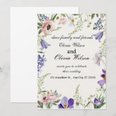 Invitation Invitatiatiatia Mariage à bordure de crème et de v (Devant / Derrière)