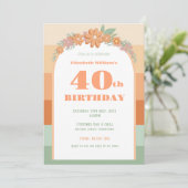 Invitation Invitation, 40e anniversaire - flores rétro pastel (Debout devant)