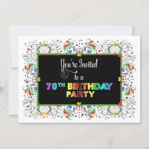 Invitation Invitation, 70e anniversaire, couleurs vives