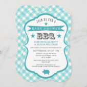Invitation Invitation/Aqua de baby shower de barbecue de (Devant / Derrière)
