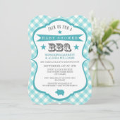 Invitation Invitation/Aqua de baby shower de barbecue de (Debout devant)