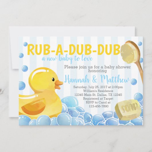 Invitation Invitation Baby shower de canard en cao (Devant)