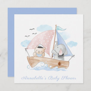 Invitation INVITATION: Baby shower: OURS + ÉLÉPHANT