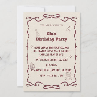 Invitation "Invitation de fête d'anniversaire beige élégant"