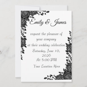 Invitation “Invitation de mariage florale noir et blanc