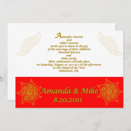 Invitation Invitation: Échantillon 1 (Devant / Derrière)