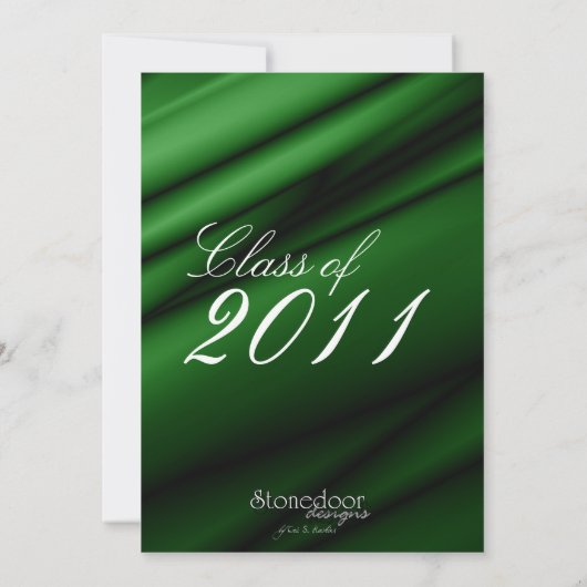 Invitation Invitation/Faire-part de graduation en soie verte (Dos)