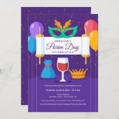 Invitation Invitation/Faire-part pour la fête de Purim (Devant / Derrière)