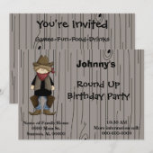 Invitation Invitation-fête d'anniversaire de Cowboy (Devant / Derrière)