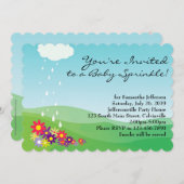 Invitation Invitation, fleurs et pluie pour bébé (Devant / Derrière)