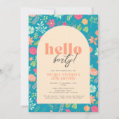 Invitation Invitation, florales sur bleu vif (n'importe quel  (Devant)