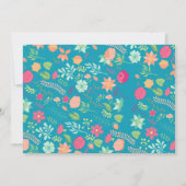 Invitation Invitation, florales sur bleu vif (n'importe quel  (Dos)