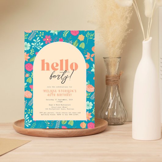 Invitation Invitation, florales sur bleu vif (n'importe quel 