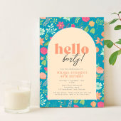 Invitation Invitation, florales sur bleu vif (n'importe quel 