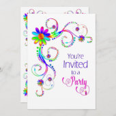 Invitation Invitation, Fun Floral, Colorful (Devant / Derrière)