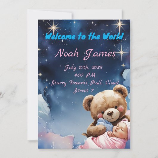 Invitation "Invitation pour un bébé garçon Twinkle Star" (Devant)