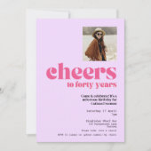 Invitation Invitation, Retro Purple & Pink, 40e anniversaire (Devant)