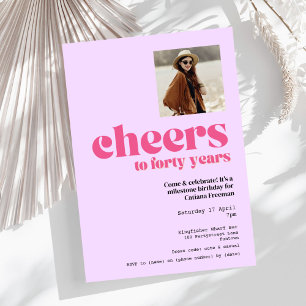 Invitation Invitation, Retro Purple & Pink, 40e anniversaire