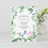 Invitation Invitation, rose et bleu de Fête de la mariée de (Debout devant)