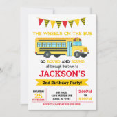 Invitation Invitation/roues d'anniversaire d'autobus scolaire (Devant)